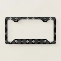 Gray and Black Harlequin Design with Gothic Cross License Plate Frame