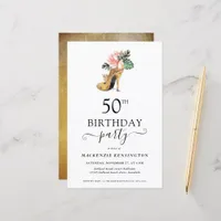 Chic Budget Floral Gold High Heels 50th Birthday