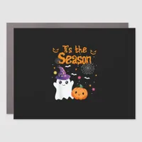 Tis Season Pumpkin Retro Groovy Vintage Halloween Car Magnet