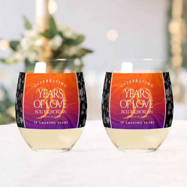 Elegant 39th Agate Wedding Anniversary Celebration Whiskey Glass