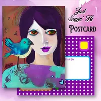 Keep in Touch with a Friend | Girl and Bird  Postcard