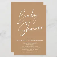 Budget Tan Earth Tones Simple Script Baby Shower