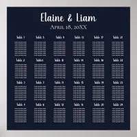 Navy Simple Calligraphy Wedding Seating Poster