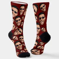 Custom Funny Face Photo All Over Socks Blood Red