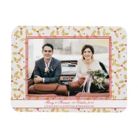 Elegant Gold Foil Holly Merry Married Christmas Magnet