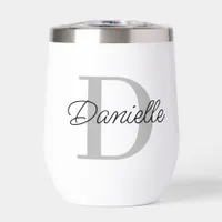 Custom Name Initial Monogram Modern Minimalist Thermal Wine Tumbler