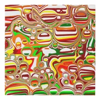 Retro Bubbles Abstract Modern Art   Faux Canvas Print