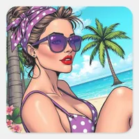 Wishing You a Great Summer | Saying Hi Square Sticker