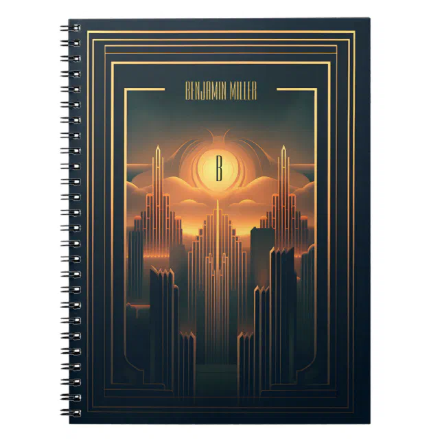 Art Deco Retro Vintage Classic 1920s Black & Gold Notebook