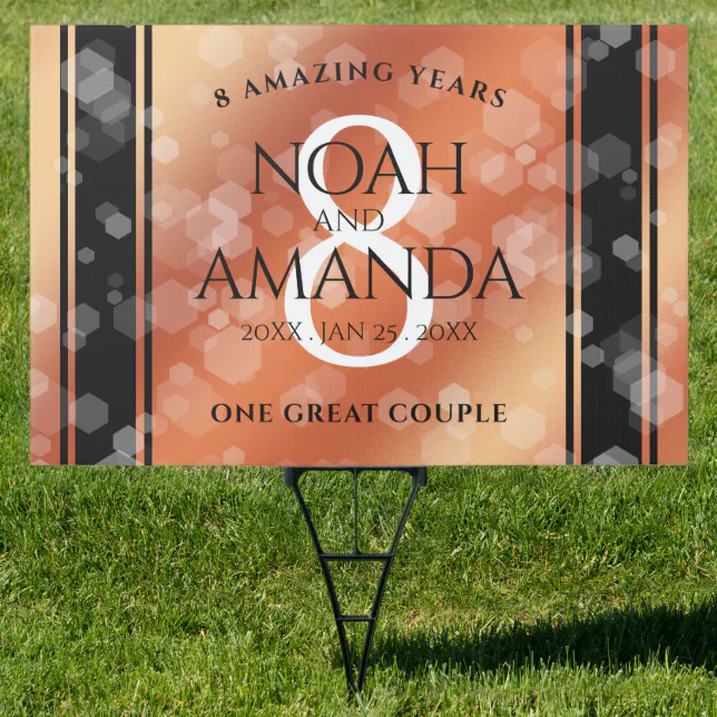 Elegant 8th Bronze Wedding Anniversary Sign