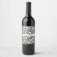 50 and Fabulous Black and White Cheetah Print Wine Label