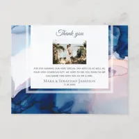 ~ Blue Pink AR17 - Elegant Wedding Thank You Postcard