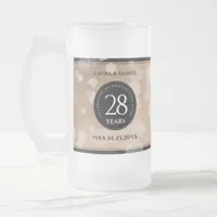 Elegant 28th Linen Wedding Anniversary Celebration Frosted Glass Beer Mug