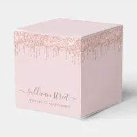 Pink Glitter Drip Small Business Boutique Favor Boxes