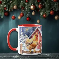 Cute Rustic Christmas Chicken Mug