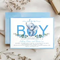 Adorable Blue Elephant Baby Shower Invitation – Cu