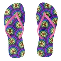 Retro 70's Disco Rainbow Geometric Pattern Flip Flops