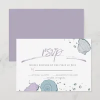 RSVP | Casual Beach Seashells Lilac Dusty Blue Invitation