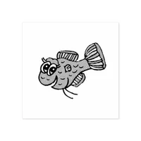 Cute smiling fish rubber stamp