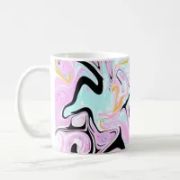 Fluid Art  Cotton Candy Pink, Teal, Black and Gold Coffee Mug