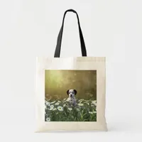 Cute Dalmatian Puppy in Daisies Tote Bag