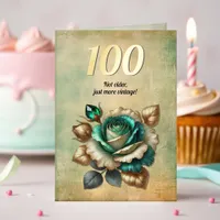 100th Birthday Vintage Emerald Green Rose Flower Foil Greeting Card