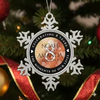 Elegant 8th Bronze Wedding Anniversary Snowflake Pewter Christmas Ornament