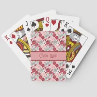 Doodle Art Style Red Pink Roses Hearts Valentine's Poker Cards