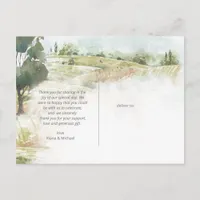 Watercolor Landscape Thank You Sage Green ID786 Announcement Postcard