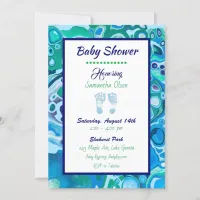 Blue and Green Boy's Baby Shower Invitation