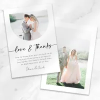 Love & Thanks Modern Photo Arch Wedding Thank You Card