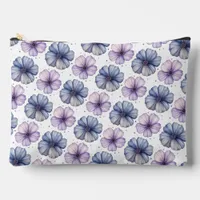 Floral Watercolor Pattern Lavender and Blue Large Accessory Pouch