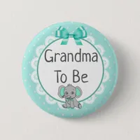 Elephant Themed Grandma to Be Baby Shower Button