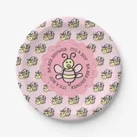 Pink Honey Bee Girl's Baby Shower Paper Plates