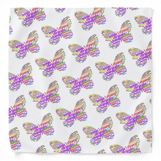 Inspirational Elegant Butterfly Tag Cloud Bandana