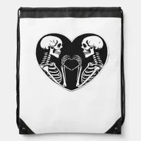 Skeleton Heart Hands Sign Halloween Costume Retro  Drawstring Bag