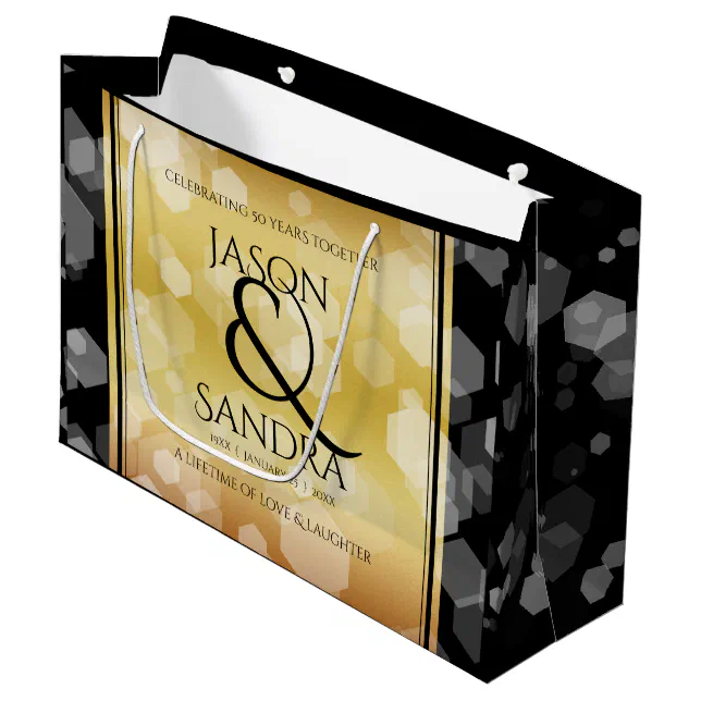 Elegant 50th Golden Wedding Anniversary Large Gift Bag