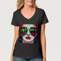 City Lady in Sunglasses Unique Colorful Art T-Shirt