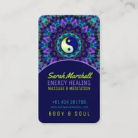 Yin Yang Energy Healing Purple Blue Bright Green Business Card