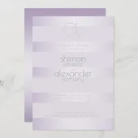 Wedding Shower | Lilac Shimmer Stripes Monogram Invitation