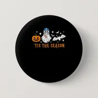Tis The Season Football Halloween Spooky Pumpkin Button