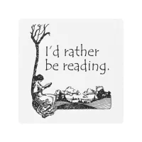 I'd Rather Be Reading with Vintage Illustration Metal Print