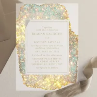 Modern Iridescent Glitter Wedding Vellum Invitations