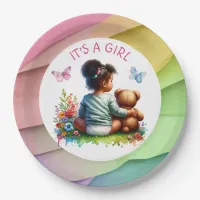 Baby Girl and her Teddy Bear | It's a Girl Paper Plates