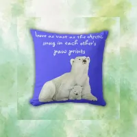 Polar bear mom with her cub | throw pillow