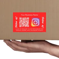 Bright red business name qr code Instagram Rectangular Sticker