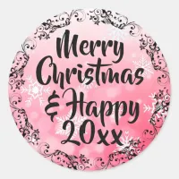 Merry Christmas and Happy New Year Holiday Card Classic Round Sticker