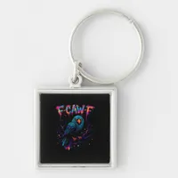 F Caw F Funny Bird Crow Raven Pun Joke Saying Keychain