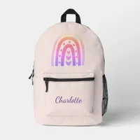 Pink purple rainbow girl printed backpack