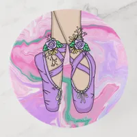 Personalized Ballet Slippers Purple White Marble  Trinket Tray